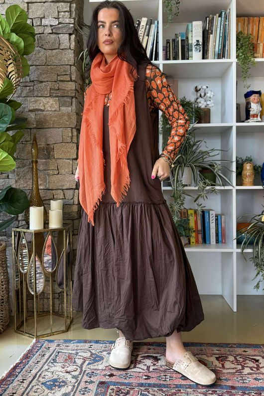 Paloma Bubble Hem Layering Dress Choc Chip